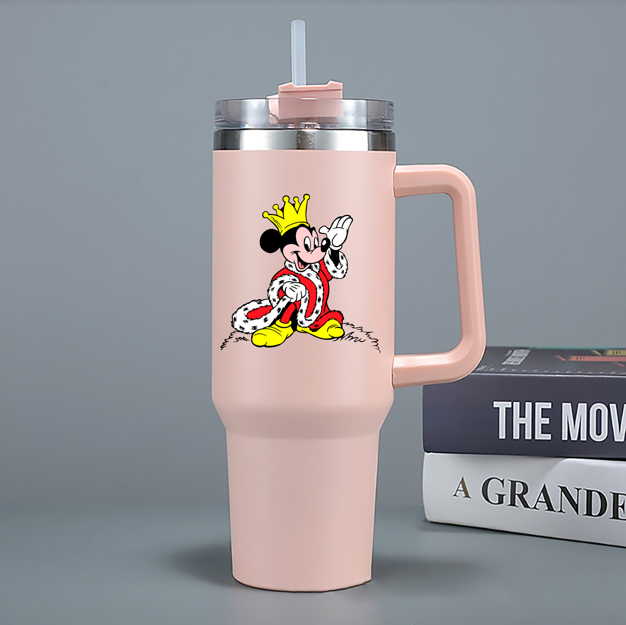 （画像用） ミッキーマウス Mickey Mouse 1200mL車用タンブラー - クリスタルステッカー（プラスチックストロー付き）